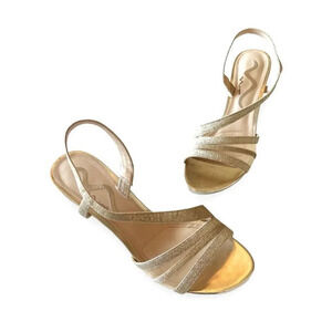 Nina Gilt Metallic Strappy High Heel Sandal Size 7.5 Women’s Wedding Party Dance